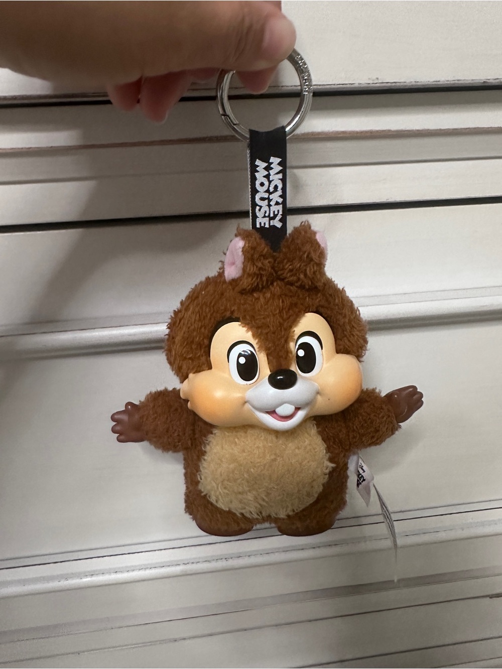 Disney Brown Chipmunk Plush Keychain with Tan Belly